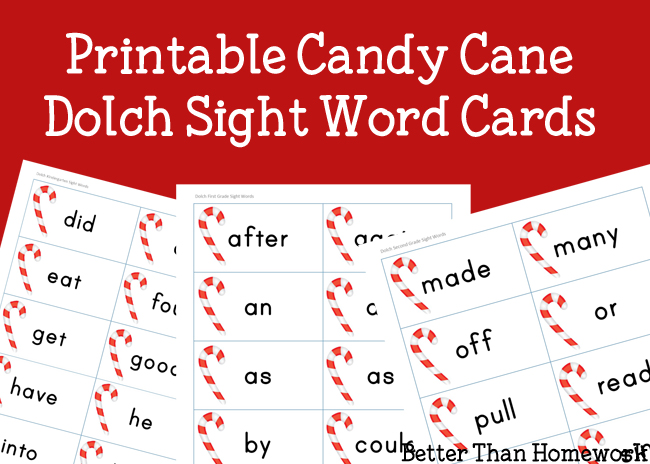Practice Dolch sight words with these fun printable Candy Cane Sight Word cards for pre-k through 3rd grade. Print and play, learn and have fun! 
